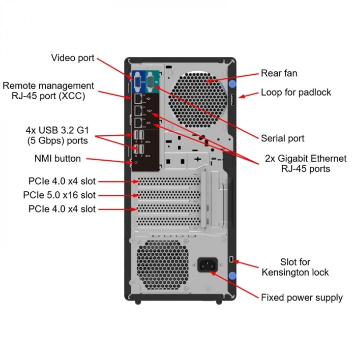 Lenovo Thınksystem St50 V3 Xe-2434 1x32gb Ddr5 2x960gb 1x3.5 1x500w 7df3a00yea