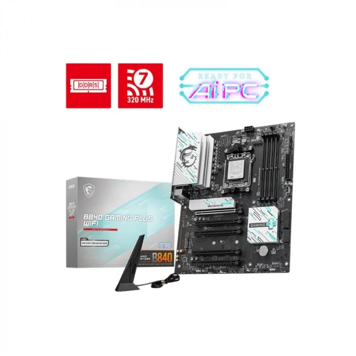 Msı B840 Gamıng Plus Wıfı Ddr5 8000mt/s 1xhdmı 2xm.2 Atx Am5 (amd Am5 9000/8000/7000 Serileri İle Uyumlu)