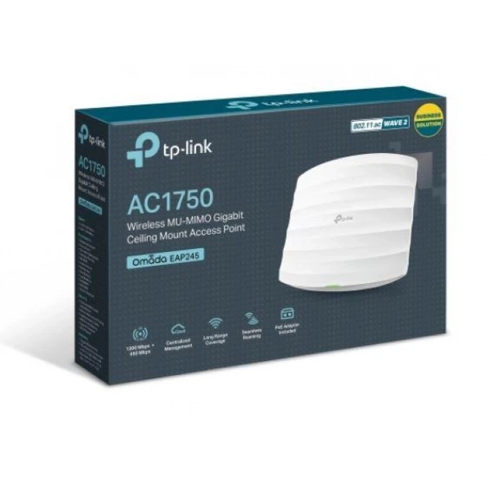 TP-LINK OMADA EAP245 AC1750 DUAL BANT WIFI5 2XGBIT RJ45 450MBPS/2.4GHZ TAVAN TİPİ ACCESS POINT (ADAPTÖRLÜ)