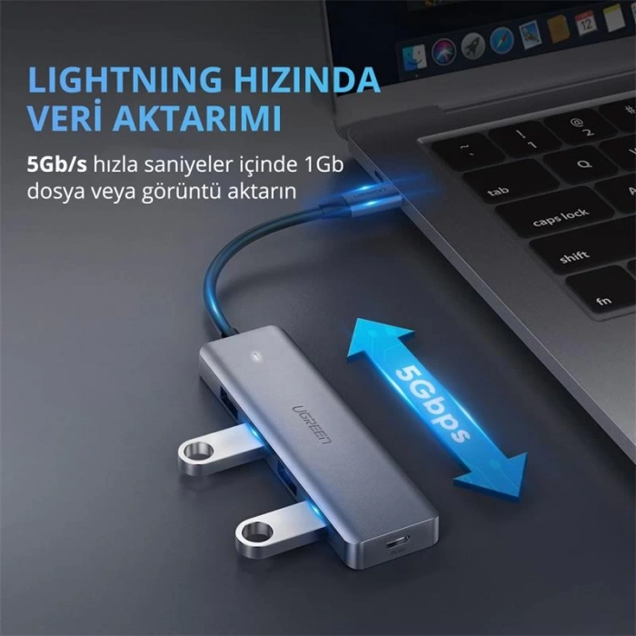 Ugreen Type-c Usb 3.0 4 Port Usb Hub Çoklayıcı Gri 70336