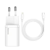 BASEUS SUPER SI TZ 20W TYPE-C DUVAR SARJI VE LIGHTNING TO TYPE-C KABLO SETLİ BEYAZ TZCCSUP-B02
