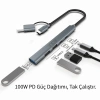 Inca Iutp-06t Usb 3.0 Type-c 3.1 Hub 1 X Usb 3.0 +2 X Usb+type-c+pd100w 2.0 Alumınyum Kasa Çoklayıcı