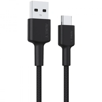 Aukey Cb-cd30-bk Naylon Örgülü Usb-a Type-c Şarj Kablosu 0.9mt