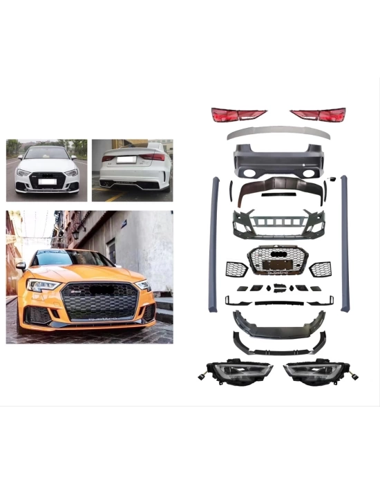 Audi A3 2013-2016 Uyumlu 2017+ Facelift RS3 Body Kit - Full Set (LEDli Modeller ile Uyumludur)