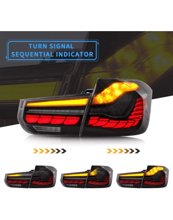 BMW 3 Serisi F30 Uyumlu Dragon GTS LED Stop Set - Smoke (Dinamik Animasyonlu)