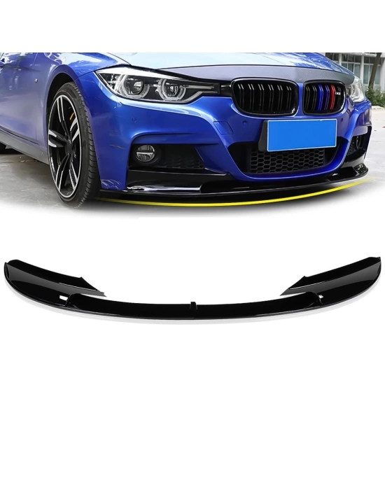 BMW 3 Serisi F30 Uyumlu M-Sport Ön Lip 3 Parça - Piano Black