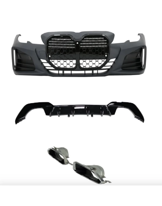 BMW 3 Serisi G20 Uyumlu G22 Facelift Body Kit Set (Piano Black Çereveli)