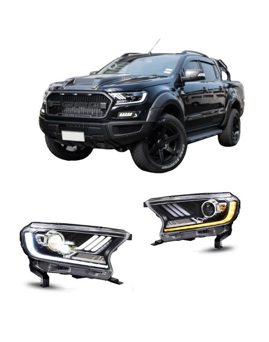 Ford Ranger T7 ve T8 Uyumlu Mustang Design LED Far Set