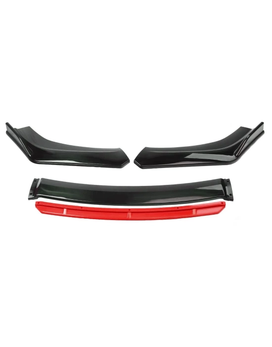 Universal 4 Parça Flaplı Model Ön Lip (Piano Black, Kırmızı)