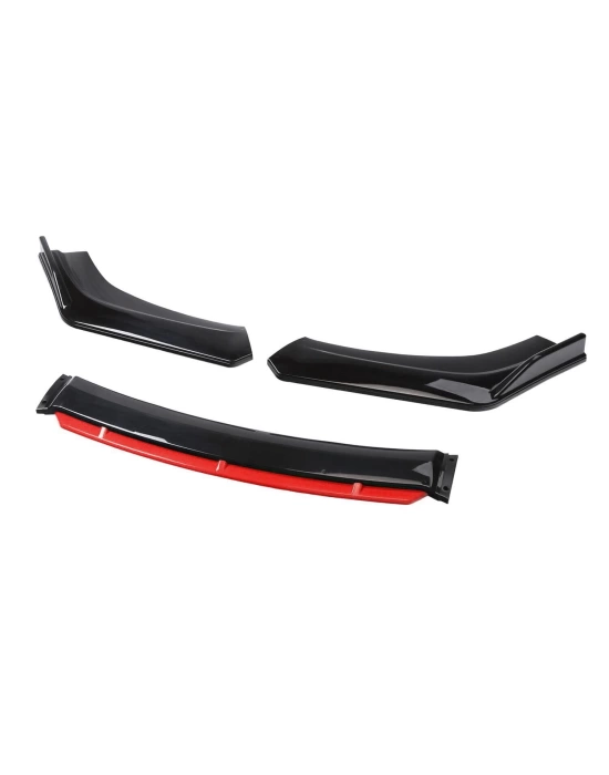 Universal 4 Parça Flaplı Model Ön Lip (Piano Black, Kırmızı)