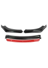 Universal 4 Parça Flaplı Model Ön Lip (Piano Black, Kırmızı)