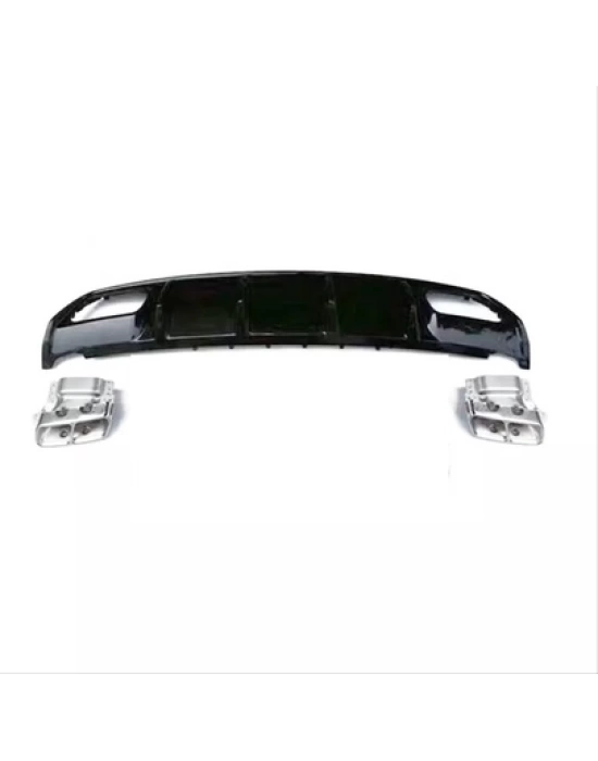 Mercedes W176 12-15  A45 Difüzör  & Egzoz Seti  (Parlak Siyah) - Silver Egzoz Ile (Amg Paket İçi̇n )