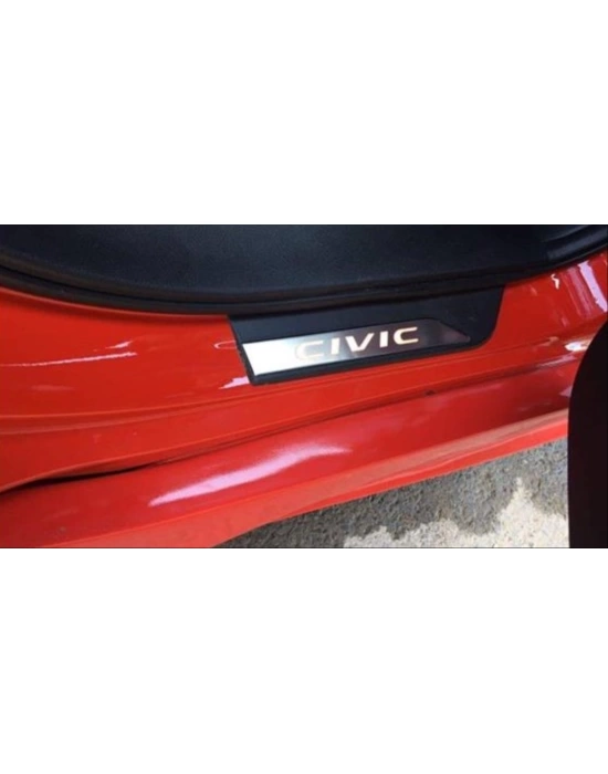 Honda Civic Fc5-Fk7 2016-2020 Için Uyumlu Isikli Kapi Esigi Kirmizi