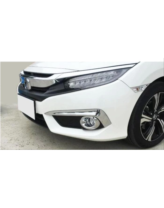 Honda Civic Fc5 2016-2020 Için Uyumlu Ön Sis Halka Kaplama - Krom