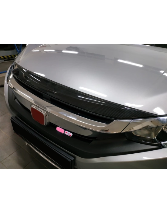 Honda Civic Fc5 2016-2020 Için Uyumlu Ön Panjur Ust Kaplama Karbon