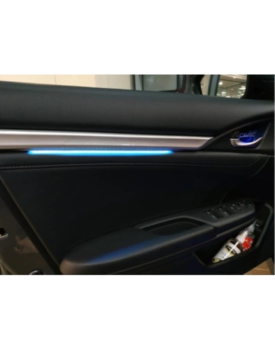 Honda Civic Fc5-Fk7 2016-2020 Için Uyumlu Isikli Ic Kapi Citasi 4 Parca Mavi