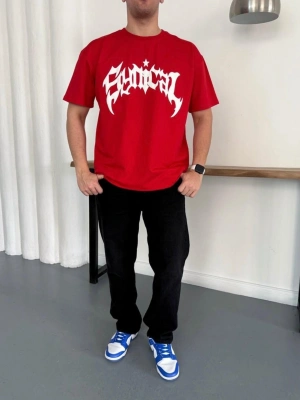 TAŞLI OVERSİZE TSHİRT -KIRMIZI