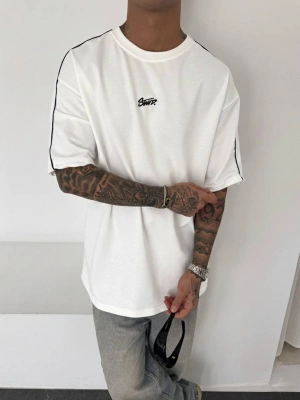 STWD NAKIŞ DETAY OVERSİZE TSHİRT -BEYAZ