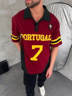 PORTEKİZ POLO YAKA NAKIŞ DETAY OVERSİZE TSHİRT