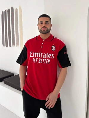 MLN BASKI DETAY POLO YAKA OEVRSİZE TSHİRT