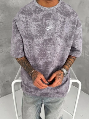 NKE YIKAMALI NAKIŞ DETAY OVERSİZE TSHİRT -GRİ