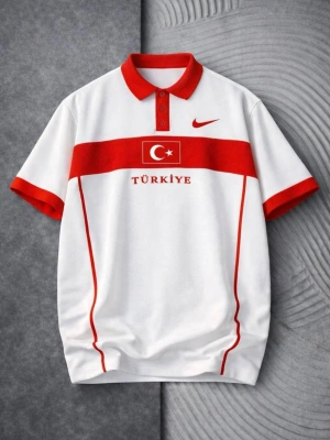 TÜRKİYEM POLO YAKA OVERSİZE T-SHİRT - BEYAZ
