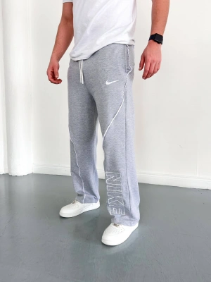 NKE 2 İPLİK ŞERİT DETAY BAGGY PAÇA LASTİKLİ EŞOFMAN - GRİ