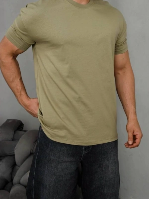 Basic Kollar Dar Kesim Tshirt - Zeytin Yeşili