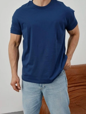 Basic Kollar Dar Kesim Tshirt - İndigo