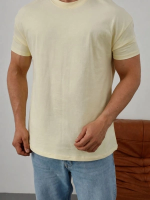 Basic Kollar Dar Kesim Kumaş Tshirt - Sarı