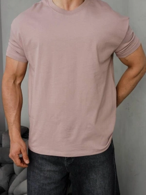 Basic Kollar Dar Kesim Kumaş Tshirt - Buz Menekşe
