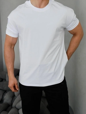 Basic Kollar Dar Kesim Tshirt - Beyaz