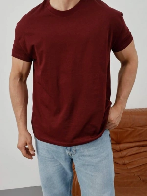 Basic Kollar Dar Kesim Tshirt - Kahverengi