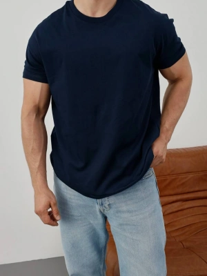 BASİC KOLLAR DAR KESİM Tshirt - LACİVERT