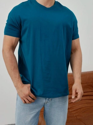 Basic Kollar Dar Kesim Tshirt - Petrol