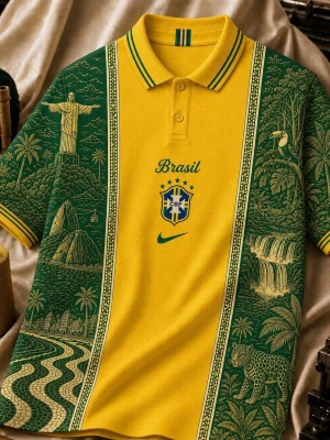 BRASİL DİJİTAL BASKI POLO YAKA OVERSİZE T-SHİRT