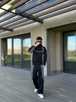 Eşofman takımı rahat kalıp modern duruş - siyah gri