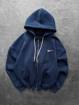 NIKE BASKI DETAY OVERSİZE 3 İPLİK HIRKA - LACİVERT