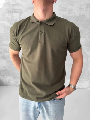 POLO YAKA KOLLAR DAR KESİM TSHİRT - HAKİ