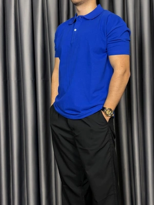 Polo Yaka Kollar Dar Kesim Tshirt - Lacivert