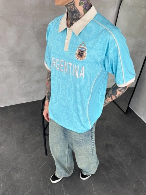 ARGENTİNA POLO YAKA OVERSİZE T-SHİRT
