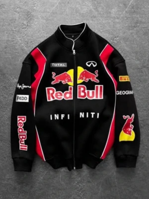 REDBULL BASKI DETAY HIRKA OVERSİZE 3 İPLİK KUMAŞ - SİYAH