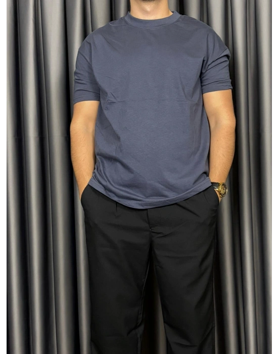 Basic Kollar Dar Kesim Tshirt - Antrasit