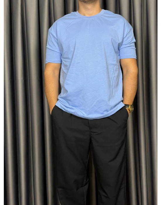 Basic Kollar Dar Kesim Tshirt - Bebe Mavisi