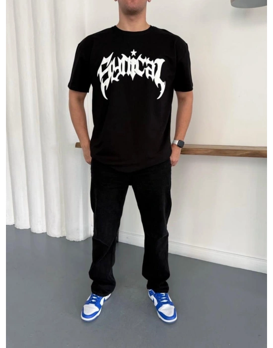 TAŞLI OVERSİZE TSHİRT -SİYAH