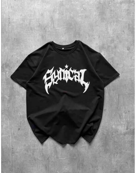 TAŞLI OVERSİZE TSHİRT -SİYAH