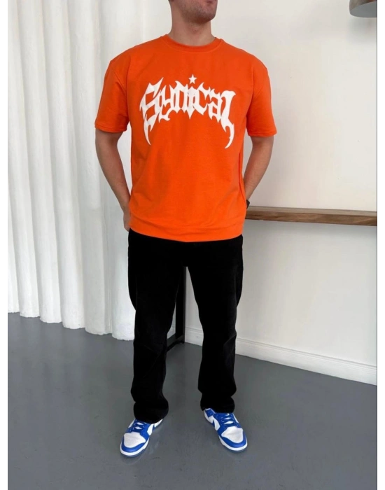 TAŞLI OVERSİZE TSHİRT -TURUNCU