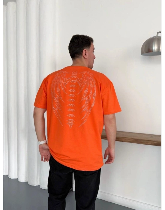 TAŞLI OVERSİZE TSHİRT -TURUNCU