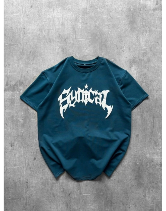 TAŞLI OVERSİZE TSHİRT -TURKUAZ