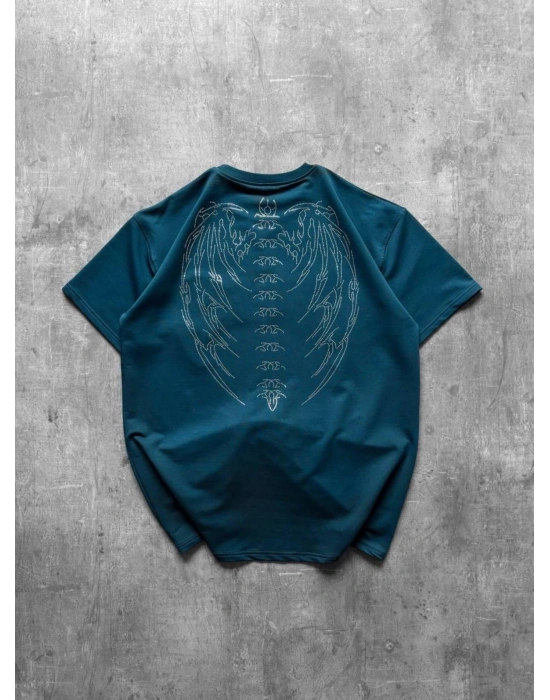 TAŞLI OVERSİZE TSHİRT -TURKUAZ